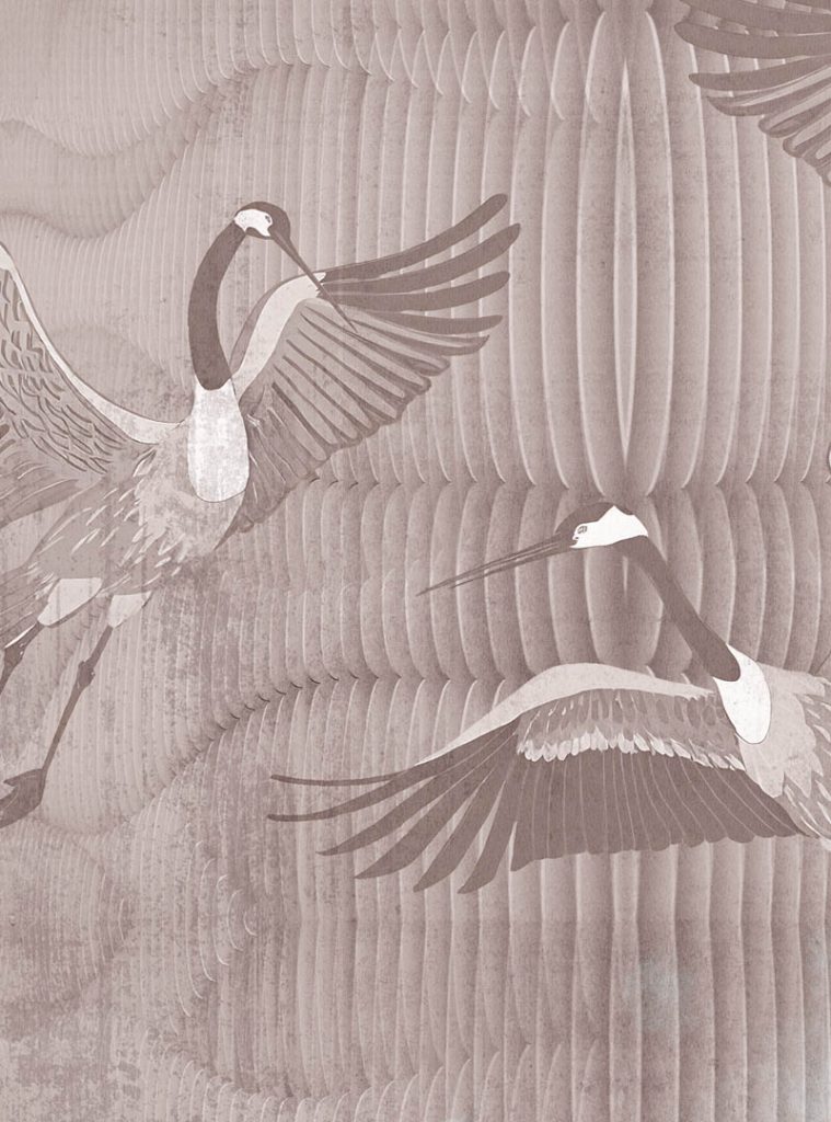 Joyful Cranes contemporary wallpaper