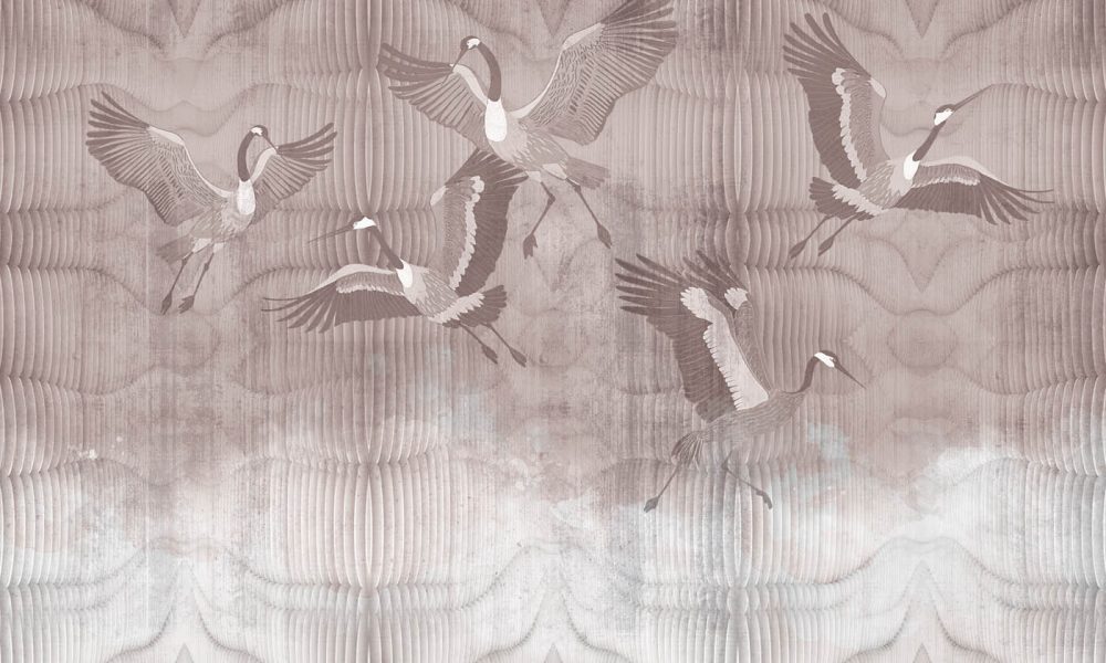 Joyful Cranes contemporary wallpaper