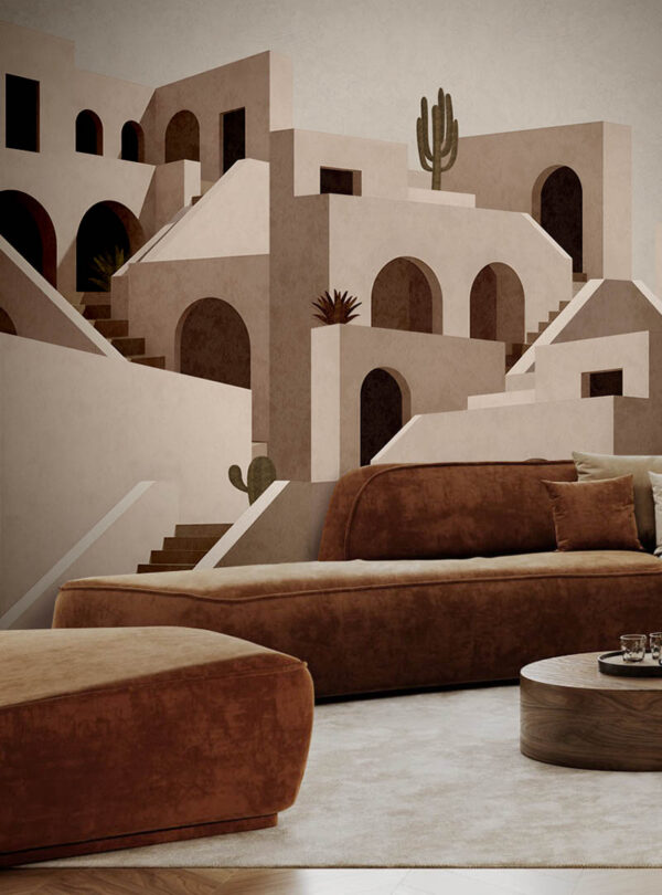 bov architectural wallpaper in modern living room with neutral tones Toronto