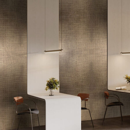 sinarra textured grid wallpaper in modern workspace interior Toronto