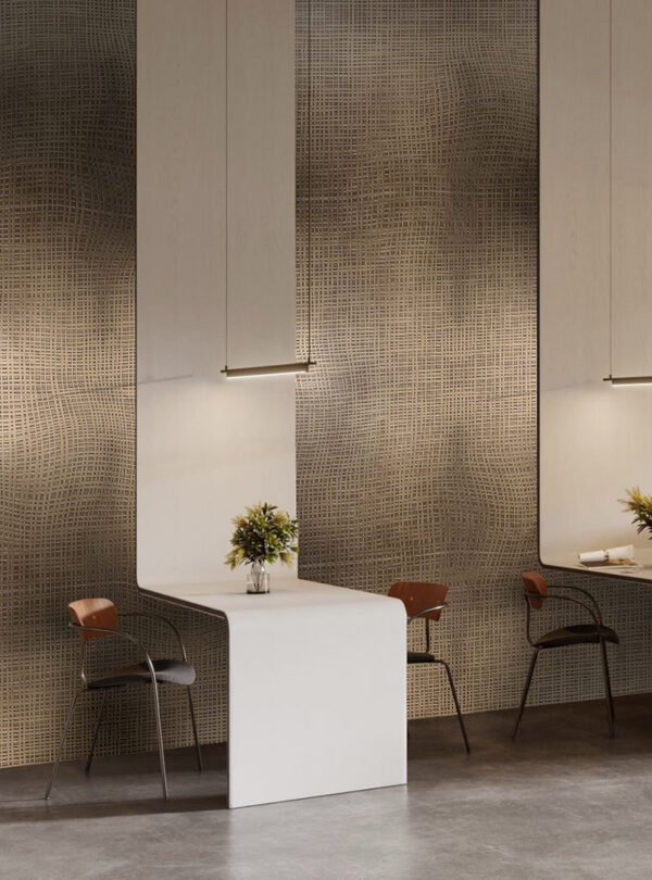 sinarra textured grid wallpaper in modern workspace interior Toronto